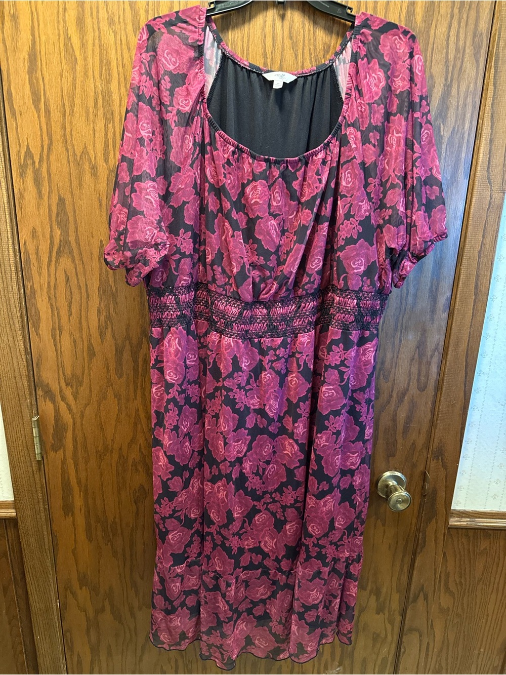 Magenta Pink Floral Midi Dress